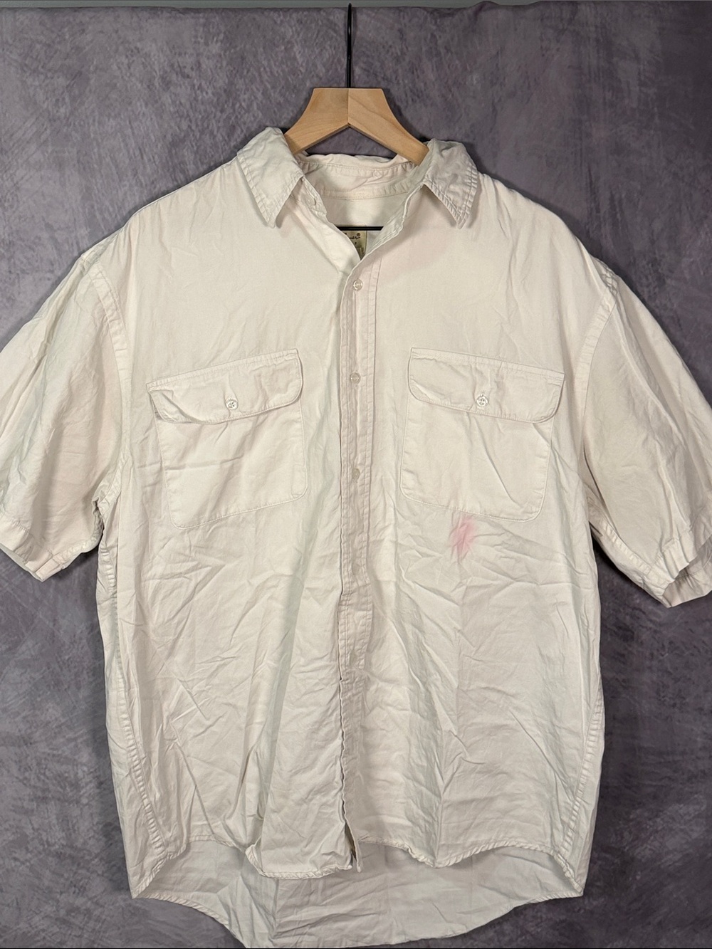 Eddie Bauer Off-White Short-Sleeve Casual Button-Down Shirt